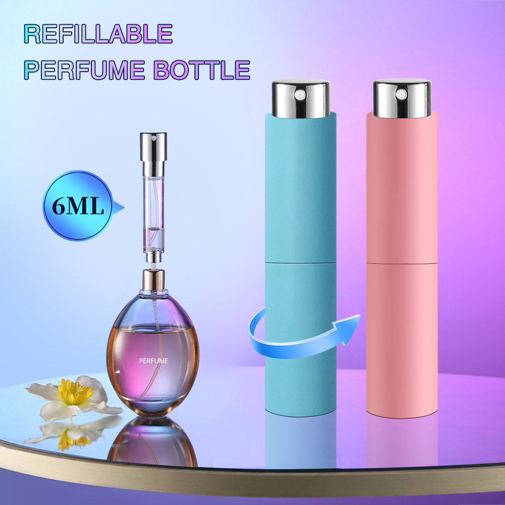Fragrance Atomizer Pump - 6ml หมุนน้ําหอม Atomizer แบบพกพาด้านล่างบรรจุ Travel MINI