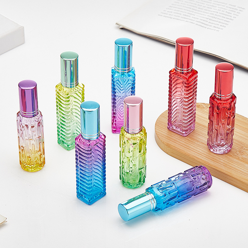 Fragrance Atomizer Pump - 1 ชิ้น 10 มล. ขวดน้ำหอมแก้วสี่เหลี่ยมสีสันสดใสขนาดเล็กบรรจุภัณฑ์เครื่องสำอางขวดสเปรย์ขวดแก้วรีฟิลได้