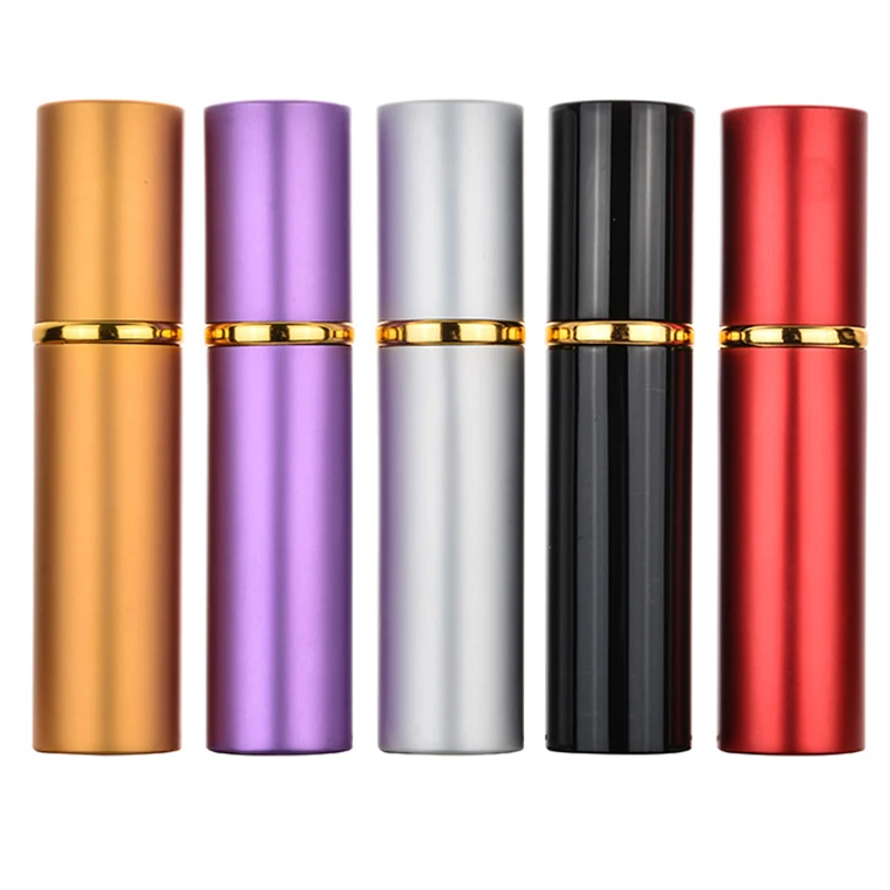 Fragrance Atomizer Pump - 5 ชิ้น 10 มิลลิลิตรคุณภาพสูงเติมมินิน้ําหอม Atomizer สเปรย์ขวดแก้วเปล่าขวดน้ําหอมอลูมิเนียมสเปรย์