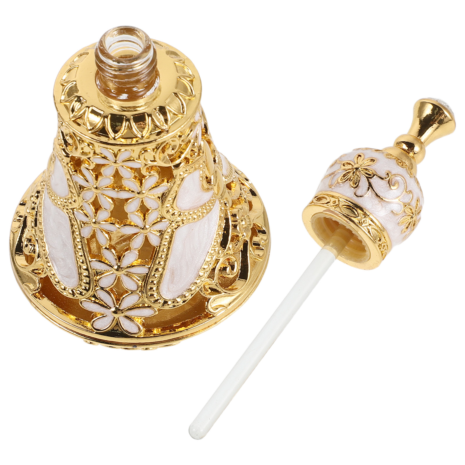 Perfume Refill Bottle - ขวดน้ำหอมแก้ววินเทจ 15 มล. เติมได้ ตกแต่งลายดอกไม้เคลือบเงา หรูหรา