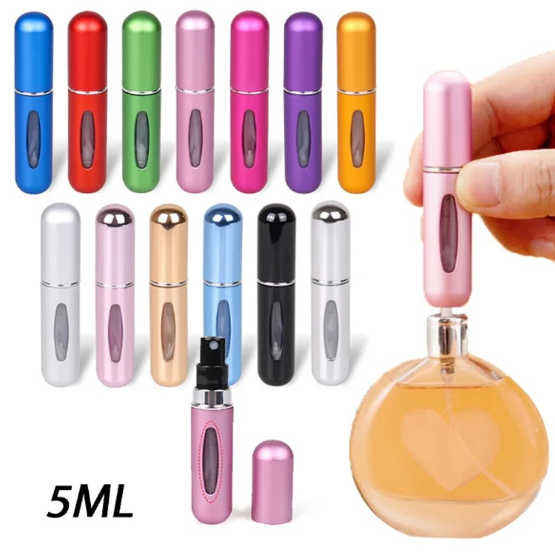 Fragrance Atomizer Pump - ขวดน้ำหอมพกพาแบบเติมได้5มล. ขวดเปล่าเครื่องสำอางขนาดเล็ก5มล. ขวดสเปรย์สำหรับเดินทางขวดกดเติมด้านล่าง